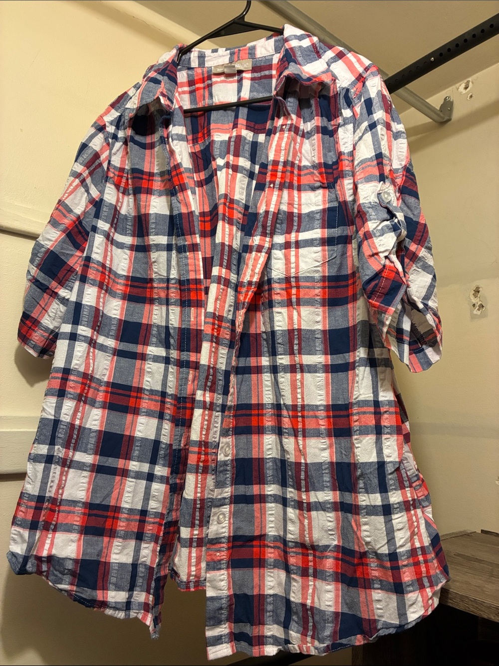 Woman Within Red, Navy & White Plaid Button-Front Shirt